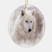 WEISSER SIBIRISCHER SCHLITTENHUND KERAMIK ORNAMENT (Links)