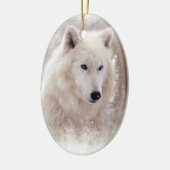 WEISSER SIBIRISCHER SCHLITTENHUND KERAMIKORNAMENT (Links)