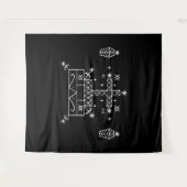 Weißer Sieb von Baron Samedi auf schwarz Wandteppich (Vorderseite (Horizontal))