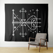 Weißer Sieb von Maman Brigitte auf schwarz Wandteppich (Beispiel (Horizontal))