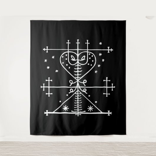 Weißer Sieb von Maman Brigitte auf schwarz Wandteppich (Vorderseite)