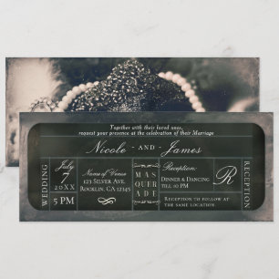 Weißer Silber Glanz Glitter VIP Ticket Hochzeit Einladung