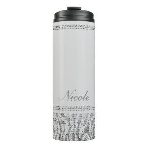 Weißer Silber-Sequin-Glitter-Leopard-Gepard-Druck Thermosbecher