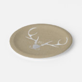 Weißer Silberkleber & Brown Paper Rustikale Hochze Pappteller (Schrägansicht)