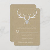 Weißer Silberkleber und Braunpapier Rustikale UAWG RSVP Karte (Vorne/Hinten)