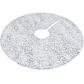Weißer Silberleopard Polyester Weihnachtsbaumdecke (Schrägansicht)