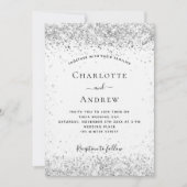 Weißer silberner Glitzer Einladung (Vorderseite)