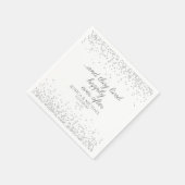 Weißer Silberner Glitzer glücklich immer nach Hoch Serviette (Ecke)