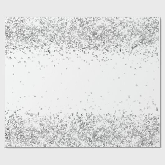 Weißer Silberner Glitzer strahlt Weihnachten Weihn Geschenkpapier (Flach)