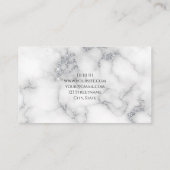 Weißer silberner Marmor, luxuriöser Glam Designer Visitenkarte (Rückseite)