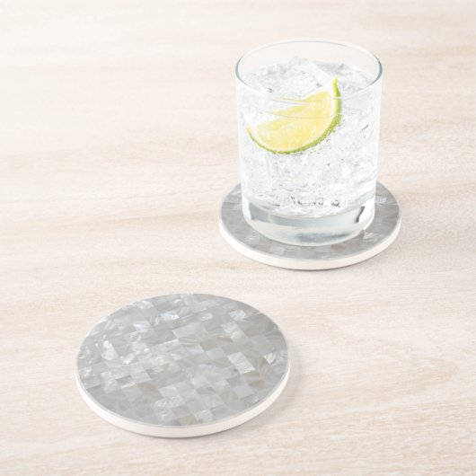 Weißer silberner Perlmuttdruck mit Ziegeln gedeckt Getränkeuntersetzer (Seite)