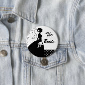 Weißer Silhouette-Braut-Brautparty-Knopf Button (Beispiel)