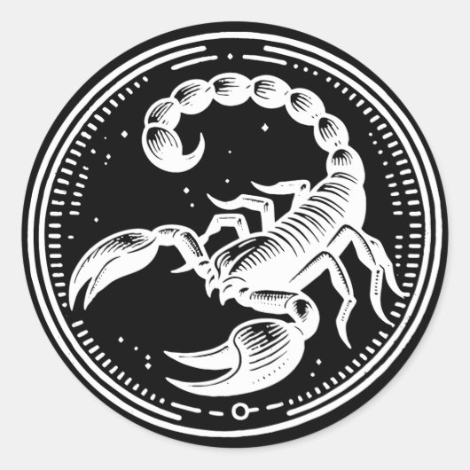 Weißer Skorpion Astrologie Zodiac Sign Skorpio Runder Aufkleber (Vorderseite)
