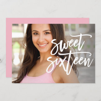 Weißer Skript-16. Geburtstag-Foto-Geburtstag laden Einladung