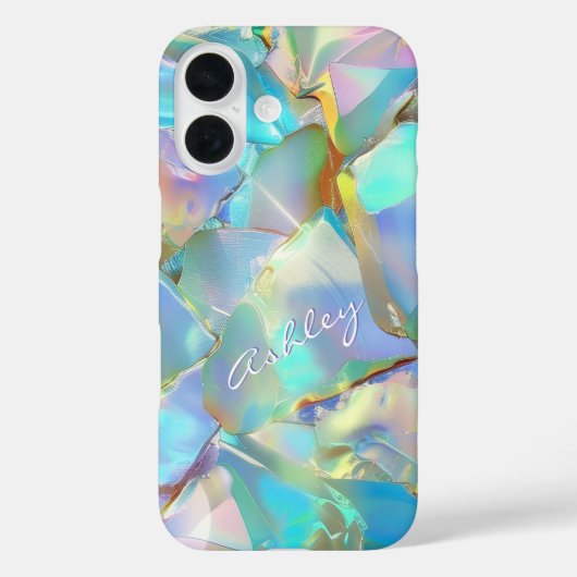 Weißer Skriptname auf opalem Hintergrund Case-Mate iPhone Hülle (Rückseite)