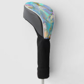 Weißer Skriptname auf opalem Hintergrund Golf Headcover (angewinkelt)