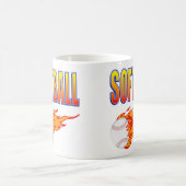 Weißer Softball-Flammen-Ball Kaffeetasse (Mittel)