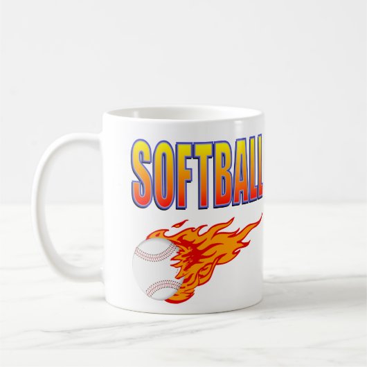 Weißer Softball-Flammen-Ball Kaffeetasse (Links)