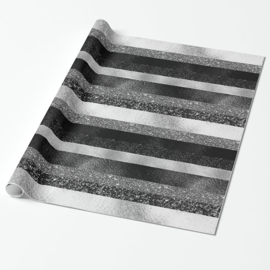 Weißer Spargel mit Schwarz-Silber-Glitzer Geschenkpapier (Ungerollt)