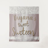 Weißer Sparkle Glitzer Rosa Schwarz Sweet 16 Hinte Wandteppich (Vorderseite)