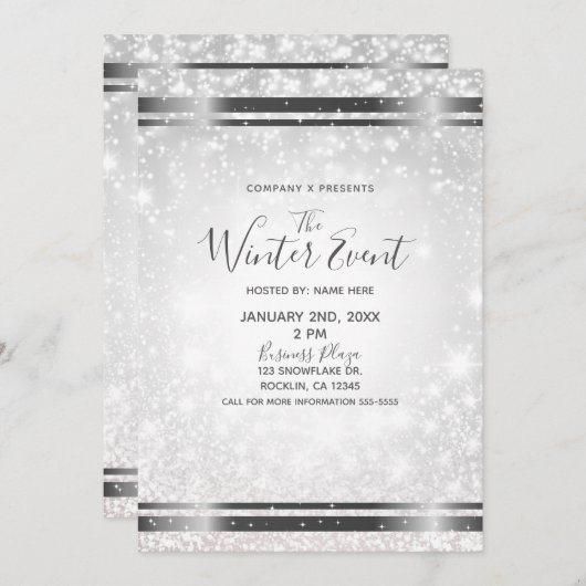 Weißer Sparkle Parco Tassino Einladung (Vorne/Hinten)