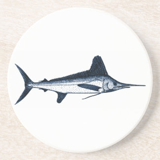 Weißer Speerfisch-Logo Untersetzer