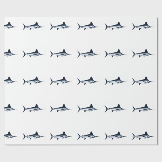 Weißer Speerfisch-Tiefsee-Fischen Geschenkpapier (Flach)