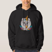 Weißer Spitz Eiscreme Einhorn Hoodie (Vorderseite)