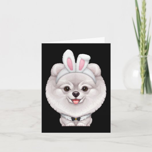 Weißer Spitz in der Ostersonnigen Kostüm Karte (Vorderseite)