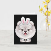 Weißer Spitz in der Ostersonnigen Kostüm Karte (Gelbe Blume)