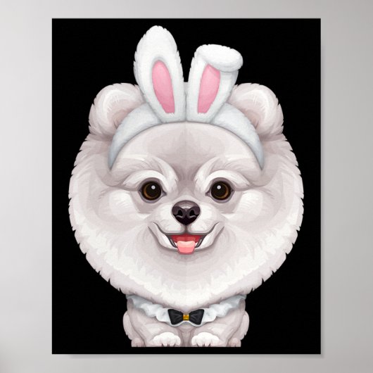 Weißer Spitz in der Ostersonnigen Kostüm Poster (Vorne)