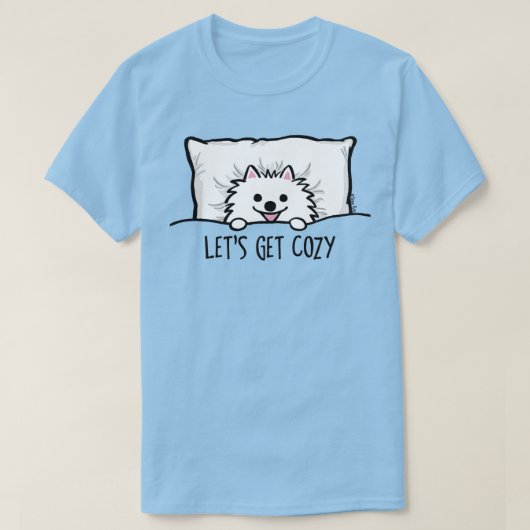 Weißer Spitz Lassen Sie uns gemütlichen Niedlichen T-Shirt (Design vorne)