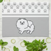Weißer Spitz mit grauem Muster Handtuch (Gefaltet)