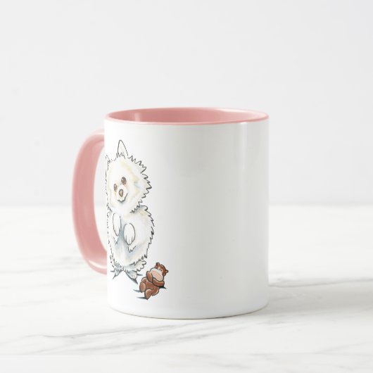 Weißer Spitz Tasse (Vorderseite Links)