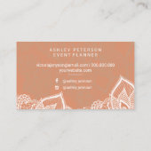 Weißer Spitze Tan-Kupfer-mit BlumenEvent-Planer Visitenkarte (Rückseite)