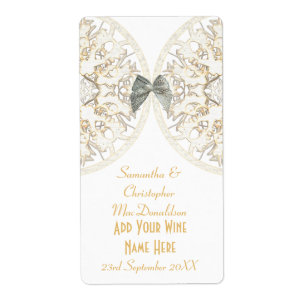 Weißer Spitzenpapercut Damask Hochzeitswein