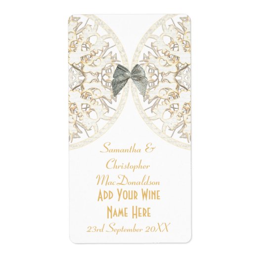 Weißer Spitzenpapercut Damask Hochzeitswein (Vorne)