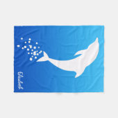 Weißer springender Delphin mit Blasen-Decke Fleecedecke (Vorderseite (Horizontal))
