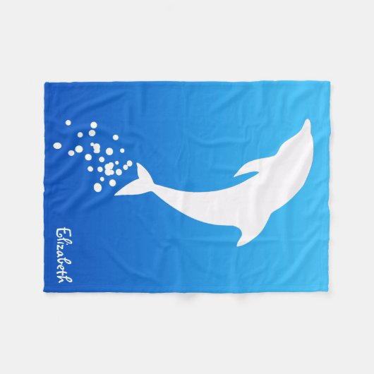 Weißer springender Delphin mit Blasen-Decke Fleecedecke (Vorderseite (Horizontal))