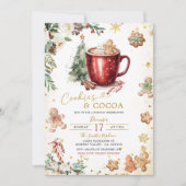 Weißer Sprinkler Keks Kakao Weihnachtshaus Party Einladung (Vorderseite)