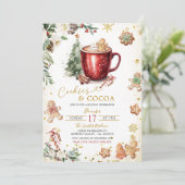 Weißer Sprinkler Keks Kakao Weihnachtshaus Party Einladung (Stehend Vorderseite)