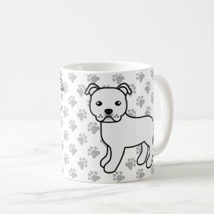 Weißer Staffordshire Bull Terrier Süßer Cartoon-Hu Kaffeetasse