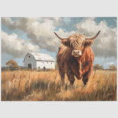 Weißer Stall mit hoher Kuh rustikaler Decoupage Seidenpapier (Vorderseite)