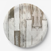 Weißer Stallholz rustikale Western Land Party Pappteller (Vorderseite)