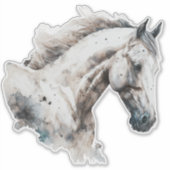 Weißer Stallion | Aquarellgestaltung | Anwendung Aufkleber (Vorderseite)