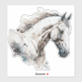 Weißer Stallion | Aquarellgestaltung | Anwendung Aufkleber (Blatt)