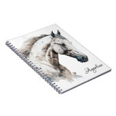Weißer Stallion | Aquarellgestaltung | Notebook Notizblock (Rechte Seite)
