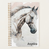 Weißer Stallion | Aquarellgestaltung | Planer (Vorderseite)