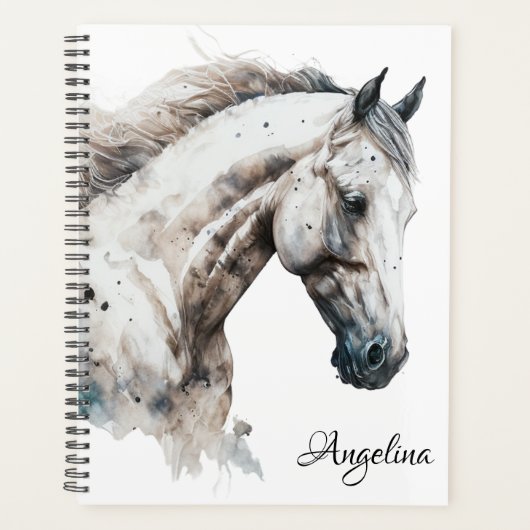 Weißer Stallion | Aquarellgestaltung | Planer (Vorderseite)