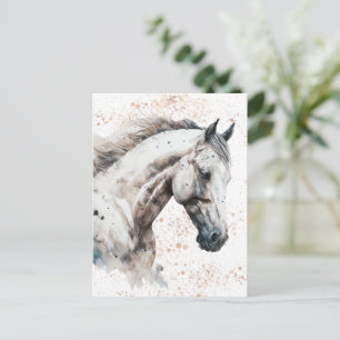 Weißer Stallion Aquarellgestaltung Postkarte